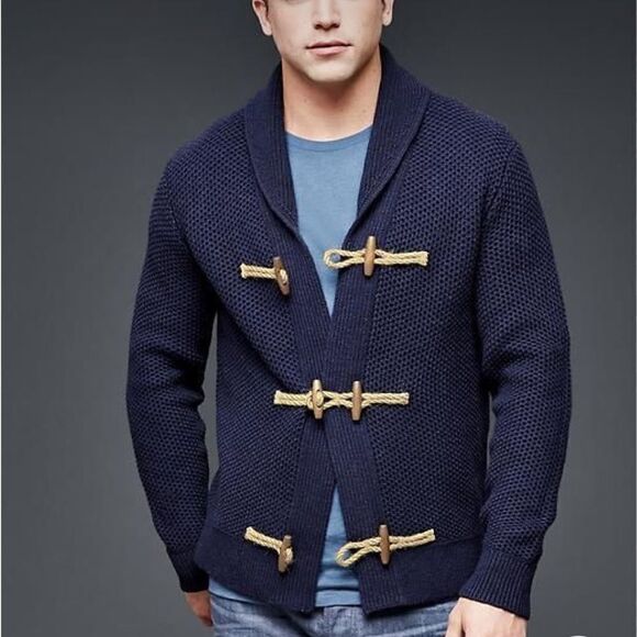 H&M Cotton toggle long Cardigan shawl chunky grandpa fisherman sailor sweater M - Picture 10 of 10